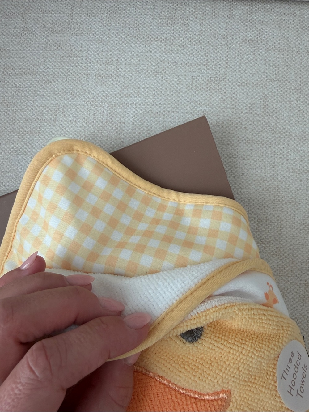 chick pea Yellow Duck Hooded Towel Set with White Washcloths - Picture 3 of 4